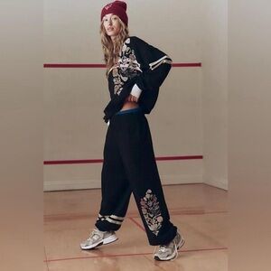Free People Black Floral Joggers